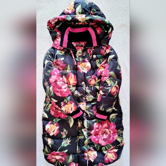 DOLCE GABBANA Long Floral Print Quilted Puffer Jacket IT 42 US 6 L Org $4,595 - Picture 11 of 16